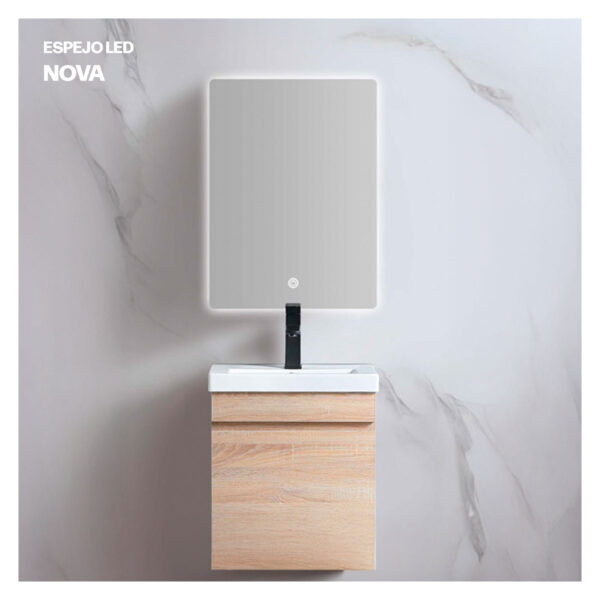 ESPEJO CUADRADO  LED TACTIL NOVA 70X50CM  STONE