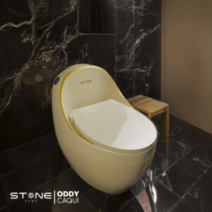 INODORO ONE PIECE MINIMALISTA REDONDO ODDY CAQUI C/DORADO STONE