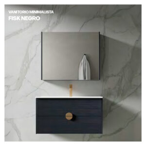 VANITORIO MINIMALISTA FISK 600X465X500 NEGRO  STONE