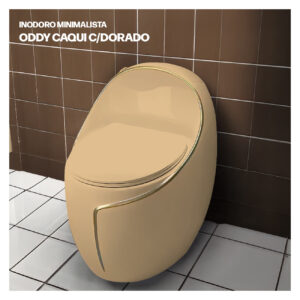 INODORO MINIMALISTA ODDY CAQUI C/DORADO STONE + TUBO DE ABASTO STONE 1/2"1/2
