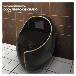 INODORO MINIMALISTA ODDY NEGRO C/DORADO STONE + TUBO DE ABASTO STONE 1/2"1/2
