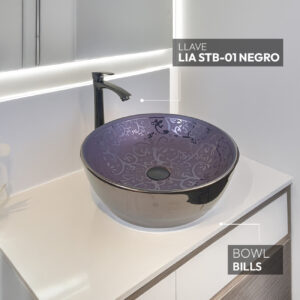 COMBO BOWL BILLS  +  LIA STB-01 + DESAGUE POP UP GRANDE S/REBOSE P/BOWL COLA NEGRO 18CM