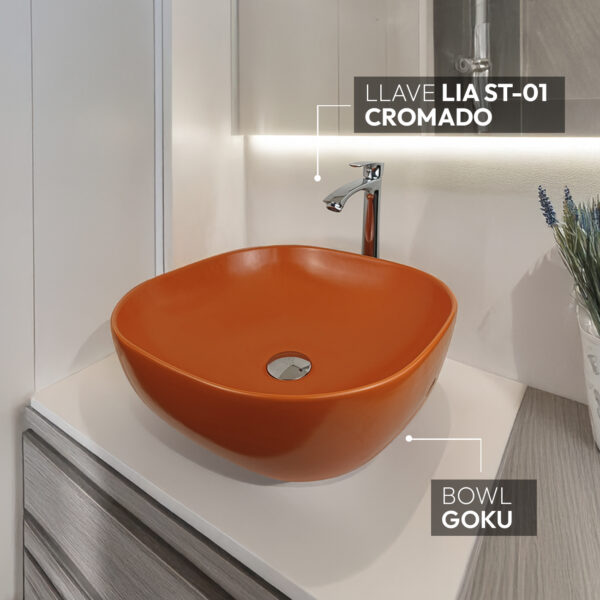 COMBO BOWL GOKU + LIA ST-01 + DESAGUE POP UP GRANDE S/REBOSE P/BOWL COLA CROMADO 18CM
