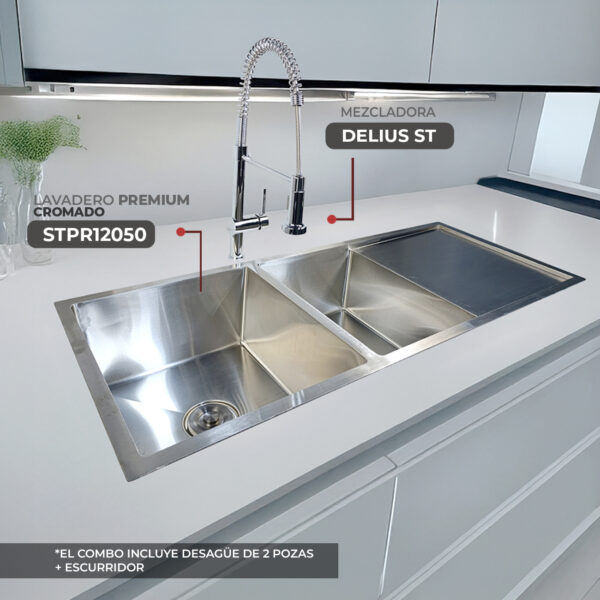 COMBO LAVADERO PREMIUM STPR12050 + DELIUS ST CON ESCURRIDOR(EXONERADO)