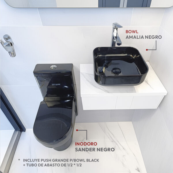 COMBO SANDER NEGRO STONE + AMALIA BLACK  C/ PUSH GRANDE NEGRO