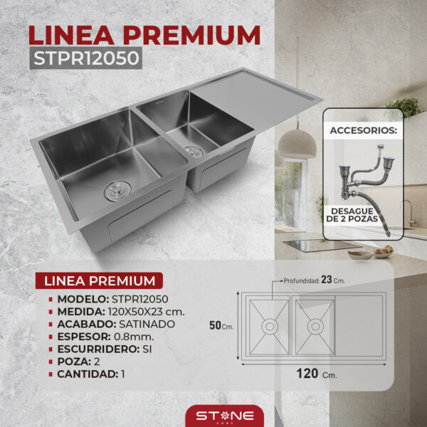 COMBO LAVADERO PREMIUM STPR12050 + DELIUS ST CON ESCURRIDOR(EXONERADO) - Imagen 2