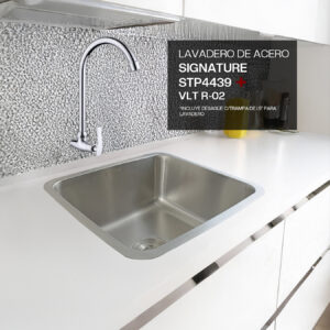 COMBO DE LAVADERO SIGNATURE STP4439 + LLAVE P/COCINA A LA PARED VLT R-02 + DESAGÜE C/ TRAMPA DE 1.5″ PARA LAVADERO STONE