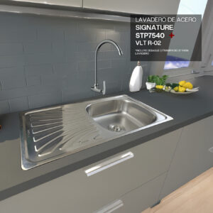 COMBO DE LAVADERO SIGNATURE STP7540 + LLAVE P/COCINA A LA PARED VLT R-02 + DESAGÜE C/ TRAMPA DE 1.5″ PARA LAVADERO STONE