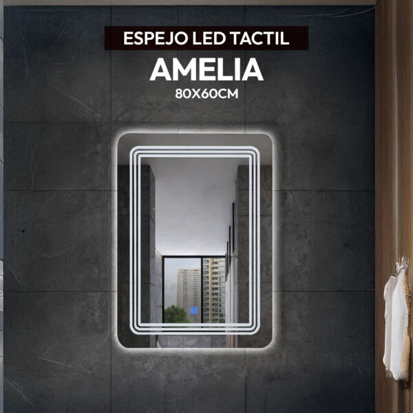 ESPEJO LED TACTIL AMELIA 80X60CM STONE