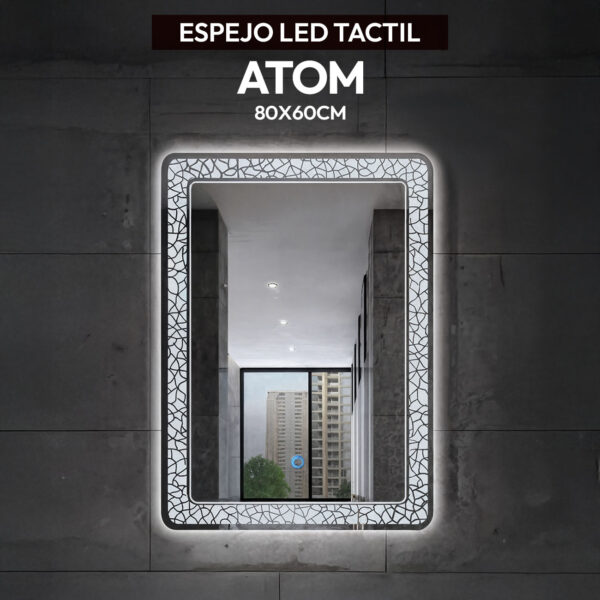 ESPEJO LED TACTIL ATOM 80X60CM STONE