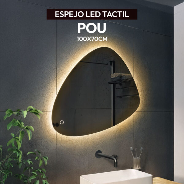ESPEJO LED TACTIL POU 100X70CM STONE