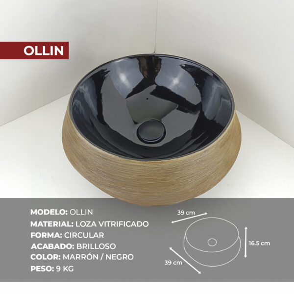 BOWL REDONDO OLLIN NEGRO STONE - Imagen 2
