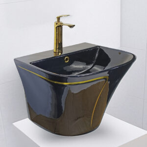 LAVAMANOS SEMI-STANDING ROLI   NEGRO C/ DORADO STONE