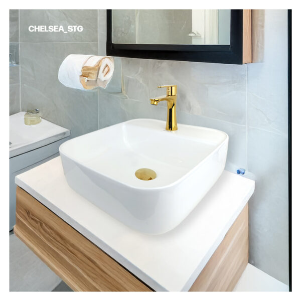 LLAVE P/ LAVATORIO MINIMALISTA AL MUEBLE CHELSEA STG-01 GOLDEN STONE - Imagen 5