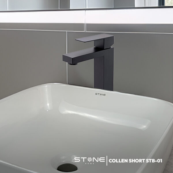 MEZCLADORA MONOCOMANDO P/BOWL  AL MUEBLE COLLEN SHORT STB-01 BLACK STONE - Imagen 2
