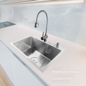 COMBO DE LAVADERO PREMIUM STPR6045 + LLAVE/MEZCLADORA P/COCINA AL MUEBLE LOUISE ST-01 CON ESCURRIDOR(EXONERADO) STONE