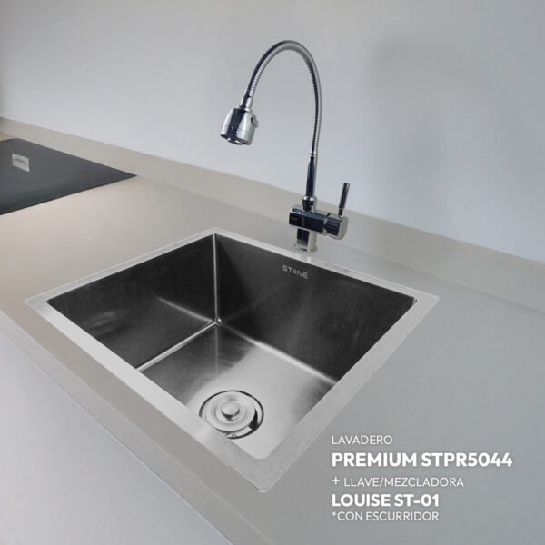 COMBO LAVADERO PREMIUM STPR5044 + LLAVE / MEZCLADORA LOUISE ST-01 CON ESCURRIDOR(EXONERADO)