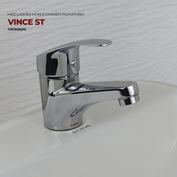 MEZCLADORA MONOCOMANDO P/LAVATORIO VINCE ST CROMADO STONE - Imagen 4