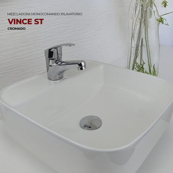 MEZCLADORA MONOCOMANDO P/LAVATORIO VINCE ST CROMADO STONE - Imagen 3