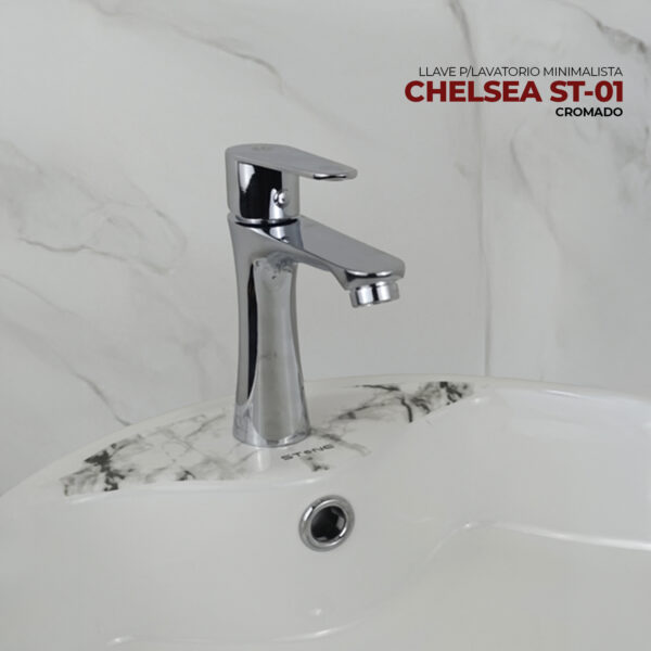 LLAVE P/LAVATORIO MINIMALISTA CHELSEA ST-01 CROMADO STONE - Imagen 2