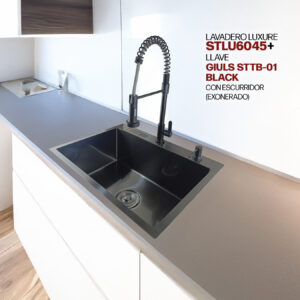 COMBO LAVADERO LUXURE STLU6045 + LLAVE GIULS STTB-01 BLACK CON ESCURRIDOR(EXONERADO)