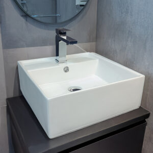 COMBO BOWL KRISTEN BLANCO + MEZCLADORA COLLEN SHORT ST-01 + DESAGUE POP UP GRANDE CROMADO S/REBOSE P/BOWL CUERPO 10CM COLA 18 CM