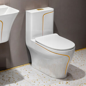 INODORO ONE PIECE HANK REDONDO BLANCO C/ DORADO