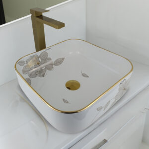 COMBO BOWL AMALIA LUNA + MEZCLADORA P/BOWL COLLEN STG-01 GOLDEN + DESAGUE POP UP GRANDE DORADO S/REBOSE P/BOWL CUERPO 10CM COLA 18 CM STONE