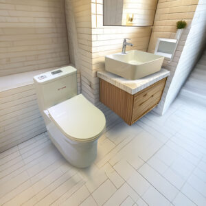 COMBO DE INODORO STAN BONE + BOWL ADELINE BONE + DESAGUE POP UP GRANDE CROMADO S/REBOSE P/BOWL CUERPO 10CM COLA 18 CM *INCLUYE TUBO DE ABASTO DE VINIL REFORZADO F1/2*M1/2 BRONCE STONE*