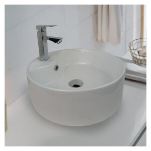 COMBO BOWL LAURE BLANCO + LLAVE P/LAVATORIO ANNA PR ST-01 CROMADO + DESAGUE POP UP GRANDE CROMADO S/REBOSE P/BOWL CUERPO 10CM COLA 18 CM STONE