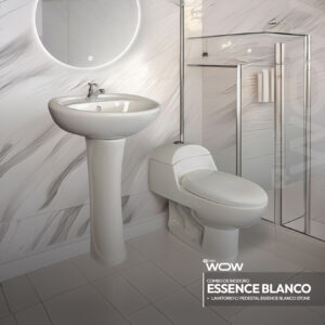 COMBO CYBER DE INODORO ESSENCE BLANCO + LAVATORIO C/ PEDESTAL ESSENCE BLANCO STONE