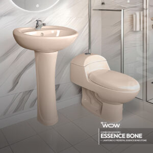COMBO CYBER DE INODORO ESSENCE BONE + LAVATORIO C/PEDESTAL ESSENCE BONE STONE
