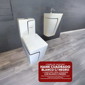 HANK CUADRADO BLANCO C NEGRO + LAVATORIO SEMI-STANDING LIOR BLANCO CON NEGRO