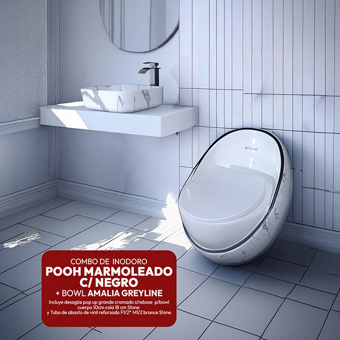 POOH MARMOLEADO C NEGRO + BOWL AMALIA GREYLINE