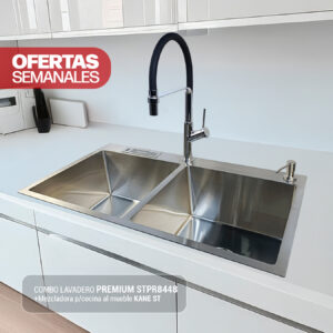COMBO DE LAVADERO PREMIUM STPR8448 + MEZCLADORA P/COCINA AL MUEBLE KANE ST