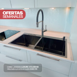 COMBO DE LAVADERO LUXURE STLU8448 + MEZCLADORA P/COCINA AL MUEBLE KANE STB