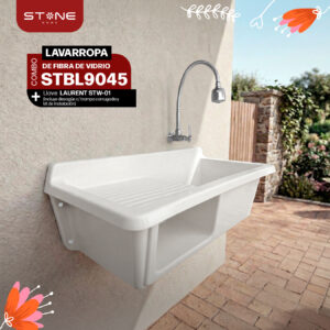 COMBO LAVARROPAS DE FIBRA DE VIDRIO STBL9045 + LLAVE LAURENT STW-01 STONE + DESAGÜE C/TRAMPA CORRUGADA *KIT DE INSTALACIÓN STONE