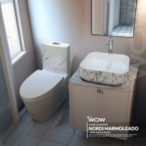 COMBO CYBER DE INODORO NORDI MARMOLEADO + BOWL AMALIA THASOS + DESAGUE POP UP GRANDE CROMADO S/REBOSE P/BOWL  COLA 18 CM INCLUYE TUBO DE ABASTO DE VINIL REFORZADO F1/2*M1/2 BRONCE STONE