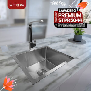 COMBO DE LAVADERO PREMIUM STPR5044 + MEZCLADORA P/COCINA AL MUEBLE CAMILE ST-01 CON ESCURRIDOR(EXONERADO) STONE