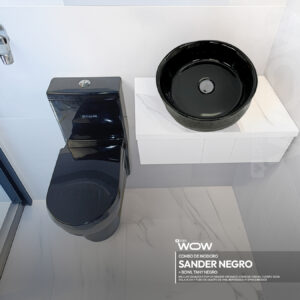 COMBO CYBER DE INODORO SANDER NEGRO + BOWL TANY NEGRO + DESAGUE POP UP GRANDE CROMADO S/REBOSE P/BOWL COLA 18 CM *INCLUYE TUBO DE ABASTO DE VINIL REFORZADO F1/2*M1/2 BRONCE STONE*
