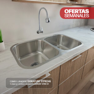 COMBO DE LAVADERO SIGNATURE STP8246 + LLAVE P/COCINA A LA PARED LAURENT STW-01