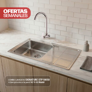 COMBO DE LAVADERO SIGNATURE STP10050+ LLAVE P/COCINA A LA PARED VLT R-02 RUMI