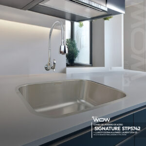 COMBO CYBER DE LAVADERO SIGNATURE STP5742 + LLAVE P/COCINA A LA PARED LAURENT STW-03 + DESAGUE PARA LAVADERO 4" PVC STONE