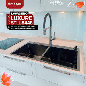 COMBO DE LAVADERO LUXURE STLU8448 + MEZCLADORA P/COCINA AL MUEBLE KANE STB CON ESCURRIDOR(EXONERADO) STONE