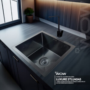 COMBO CYBER DE LAVADERO LUXURE STLU4545 + MEZCLADORA P/COCINA AL MUEBLE CAMILE STB-01 CON ESCURRIDOR(EXONERADO) STONE