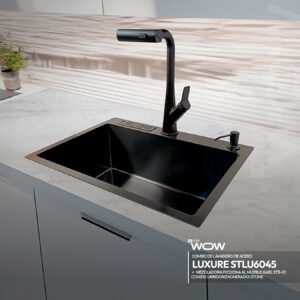 COMBO CYBER DE LAVADERO LUXURE STLU6045 + MEZCLADORA P/COCINA AL MUEBLE GAEL STB-01 CON ESCURRIDOR(EXONERADO) STONE
