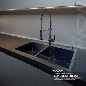 COMBO CYBER DE LAVADERO LUXURE STLU8448 + MEZCLADORA P/COCINA AL MUEBLE DELIUS STB-01 CON ESCURRIDOR (EXONERADO) STONE