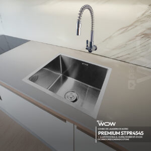 COMBO CYBER DE LAVADERO PREMIUM STPR4545 + LLAVE P/COCINA AL MUEBLE EMBER ST-01 CON ESCURRIDOR(EXONERADO) STONE