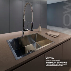 COMBO CYBER DE LAVADERO PREMIUM STPR5945 + MEZCLADORA P/COCINA AL MUEBLE DELIUS ST CON ESCURRIDOR(EXONERADO) STONE
