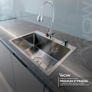 COMBO CYBER DE LAVADERO PREMIUM STPR6045 + LLAVE/MEZCLADORA P/COCINA AL MUEBLE LOUISE ST-01 CON ESCURRIDOR(EXONERADO) STONE